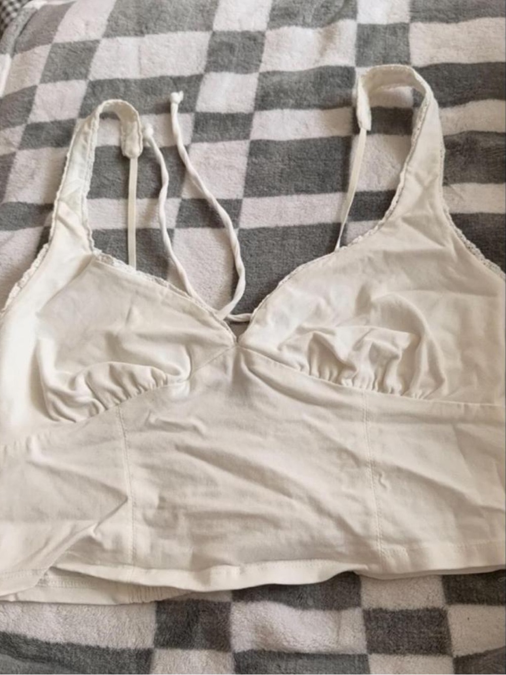 Source Unknown Cream Cotton Bralette Top